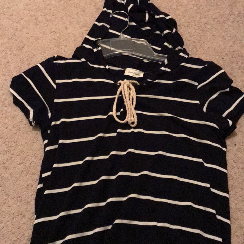 Hooded striped shirt